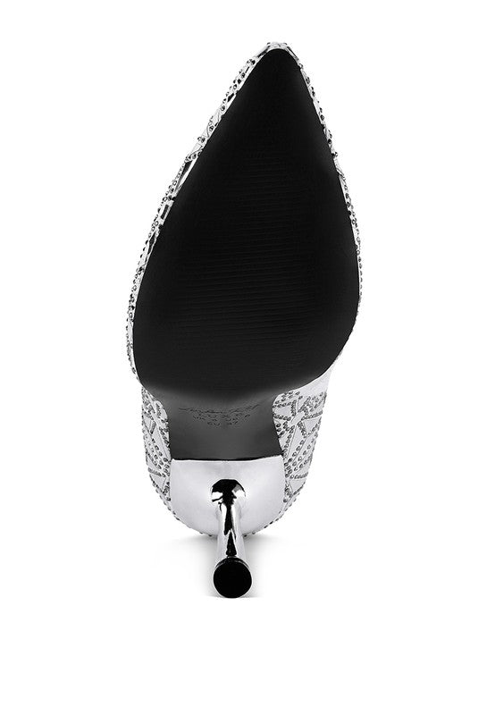 Precious Mirror Embellished High Ankle Boots - Blu Lotus Boutique