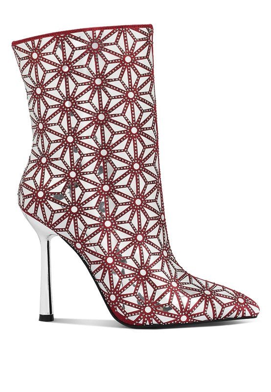 Precious Mirror Embellished High Ankle Boots - Blu Lotus Boutique