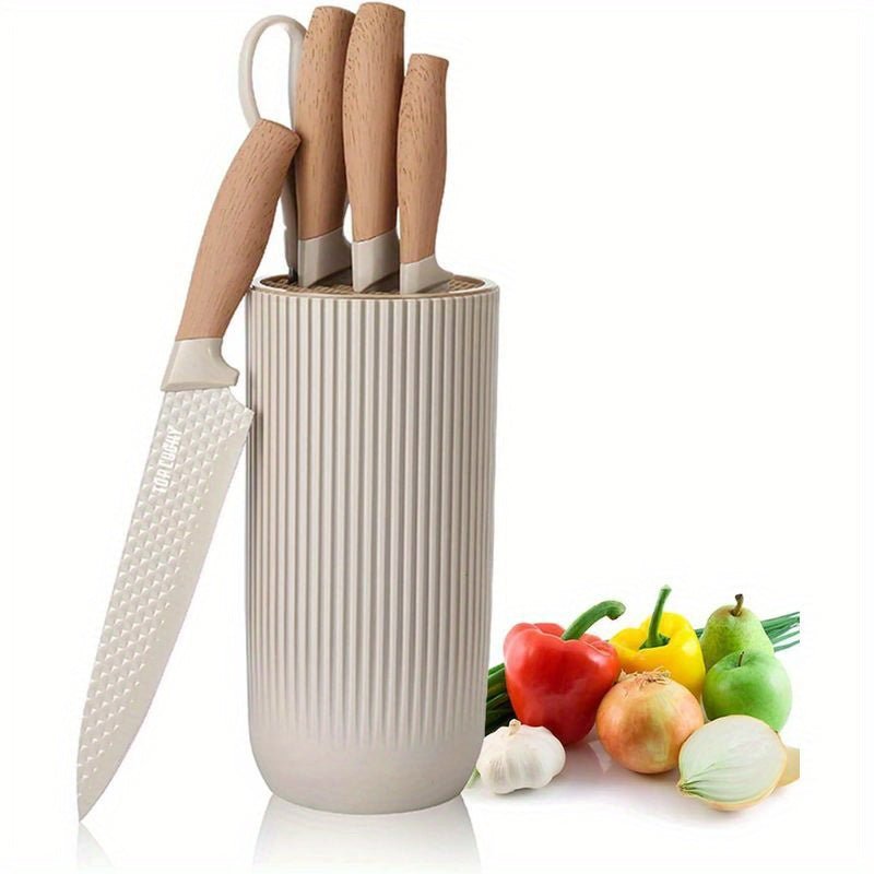 Premium Stainless Steel 6pc Knife Set with Wooden Handles - Blu Lotus Boutique