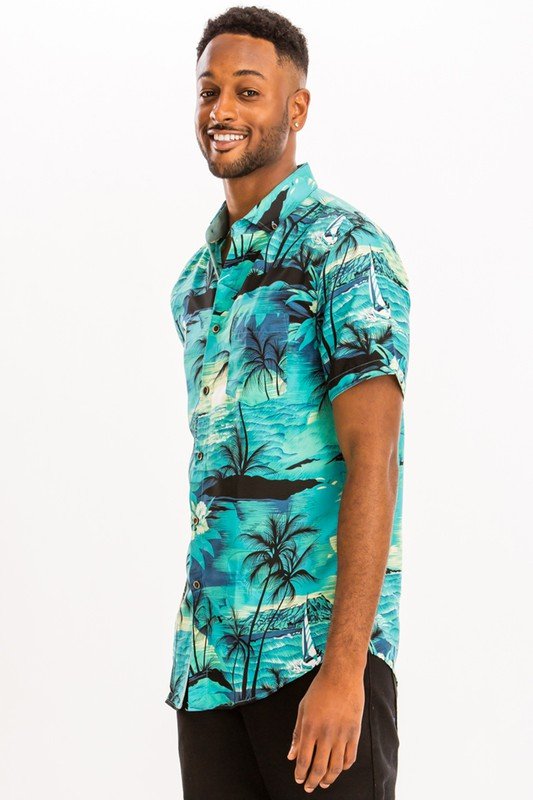 PRINT HAWAIIAN SHIRT - Blu Lotus Boutique