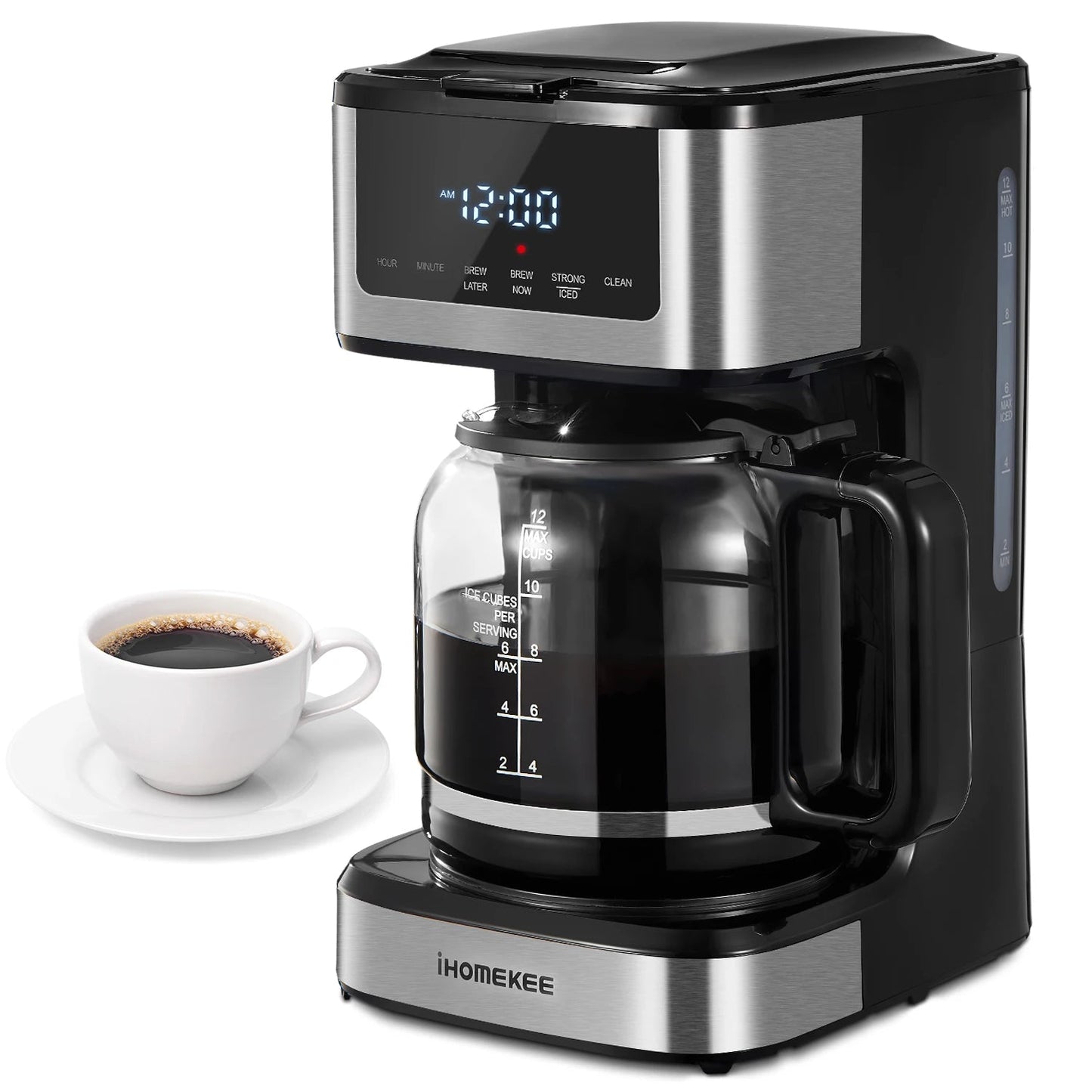 Programmable Drip Coffee Maker 12 Cup, Coffee Machine with Iced Coffee Function, Touch Screen, Regular & Strong Brew - Blu Lotus Boutique