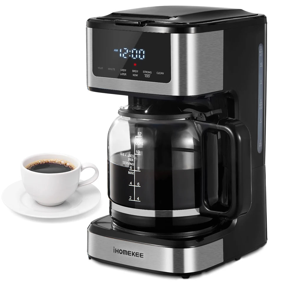 Programmable Drip Coffee Maker 12 Cup, Coffee Machine with Iced Coffee Function, Touch Screen, Regular & Strong Brew - Blu Lotus Boutique