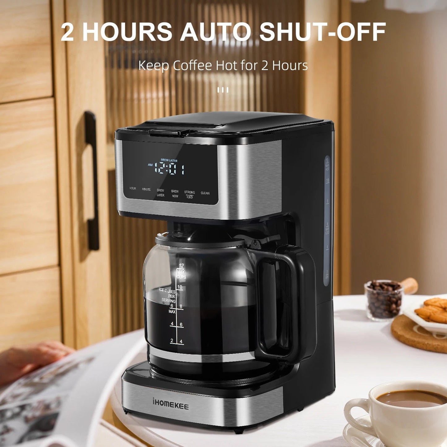 Programmable Drip Coffee Maker 12 Cup, Coffee Machine with Iced Coffee Function, Touch Screen, Regular & Strong Brew - Blu Lotus Boutique