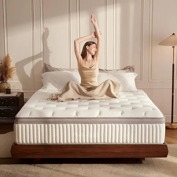 Queen Mattress,Queen Size Cooling Gel Memory Foam Mattresses for Pressure Relief, Medium Firm Hybrid Mattress in a Box - Blu Lotus Boutique