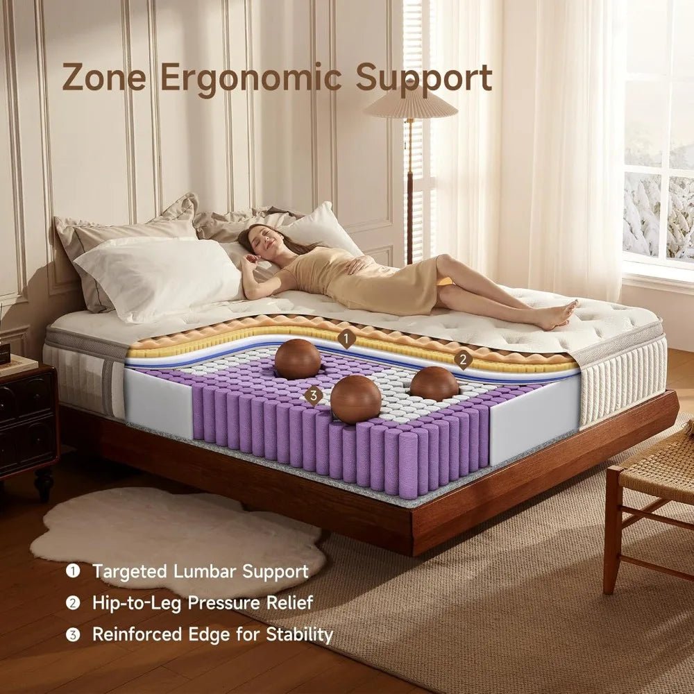 Queen Mattress,Queen Size Cooling Gel Memory Foam Mattresses for Pressure Relief, Medium Firm Hybrid Mattress in a Box - Blu Lotus Boutique