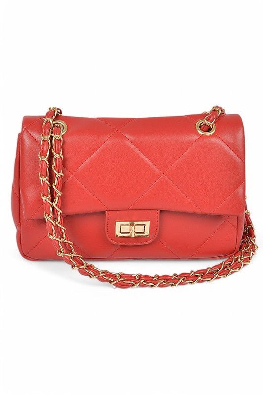 Quilted Twist Lock Classy Shoulder Bag - Blu Lotus Boutique