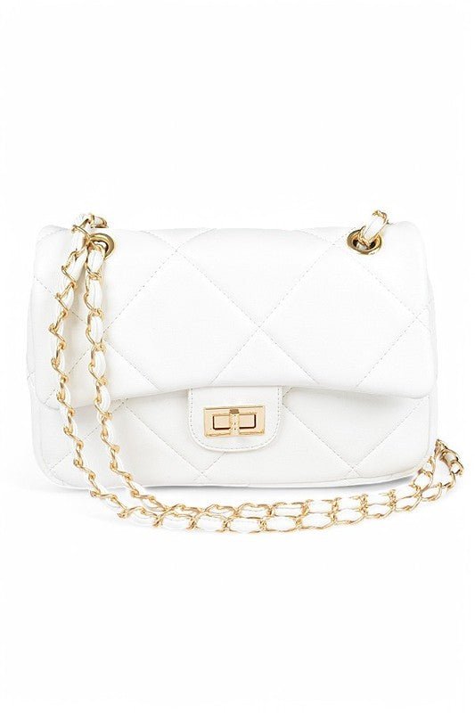 Quilted Twist Lock Classy Shoulder Bag - Blu Lotus Boutique