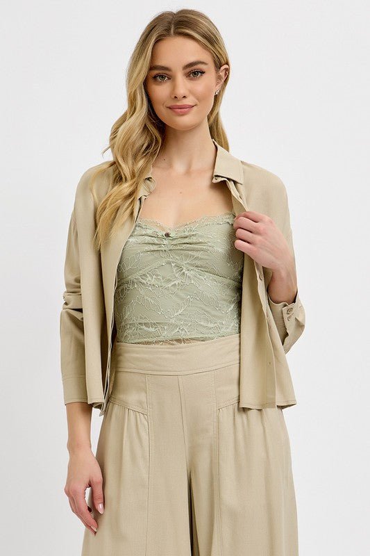 RISEN Button Down Long Sleeve Shirt - Blu Lotus Boutique