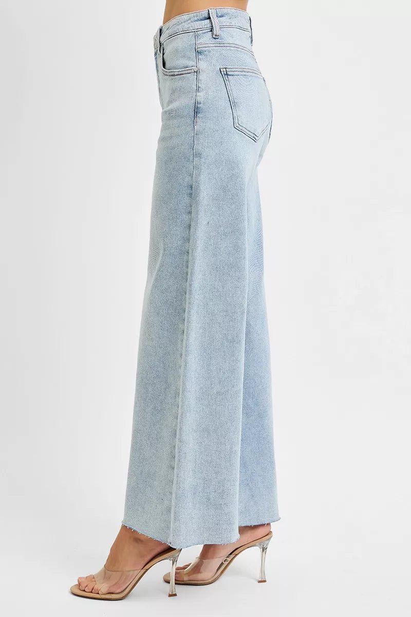 RISEN Full Size High Rise Ankle Wide Palazzo Jeans Plus Size - Blu Lotus Boutique