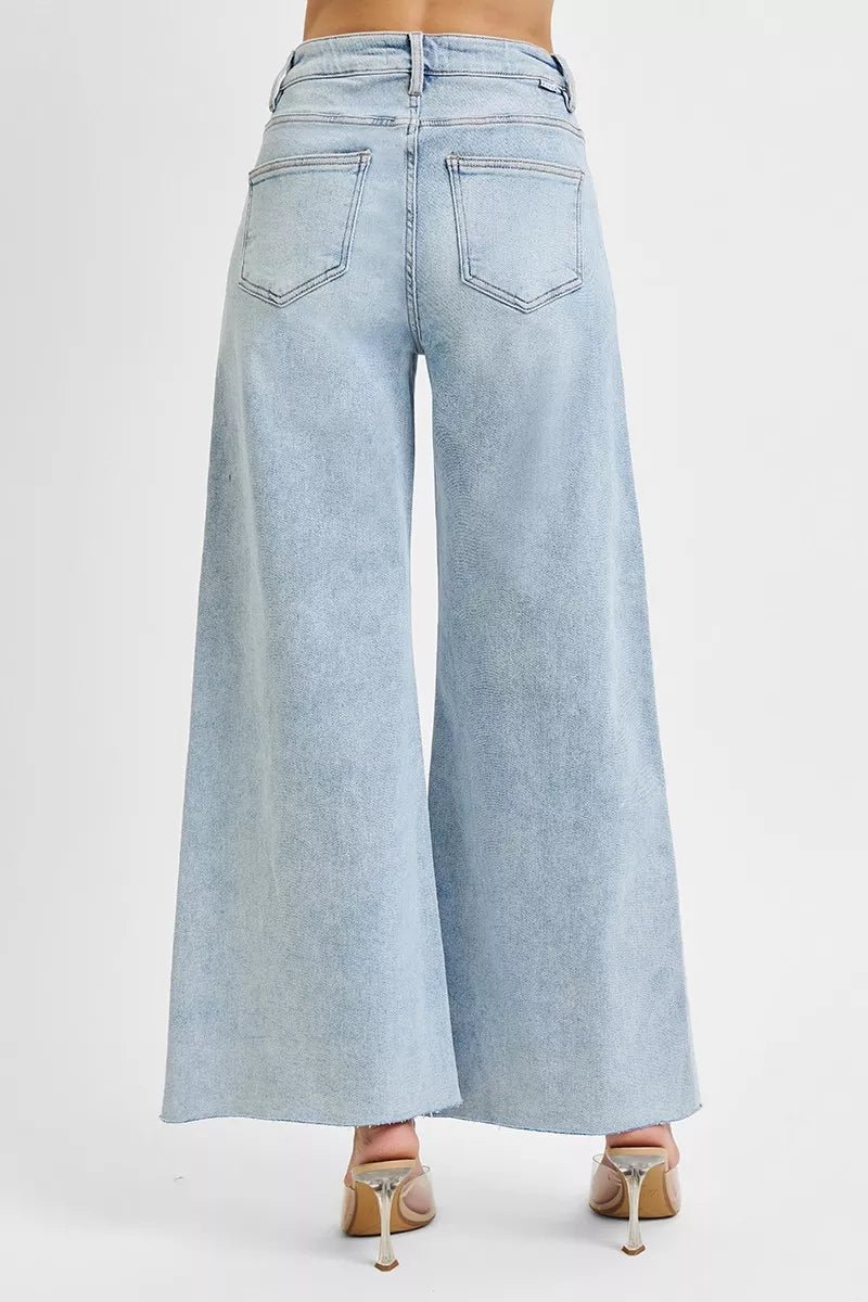 RISEN Full Size High Rise Ankle Wide Palazzo Jeans Plus Size - Blu Lotus Boutique