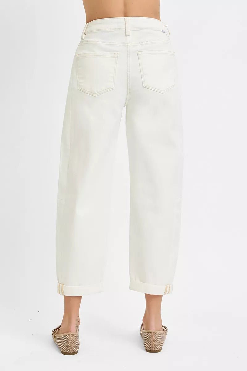 RISEN Full Size High Rise Barrel Cropped Jeans Plus Size - Blu Lotus Boutique