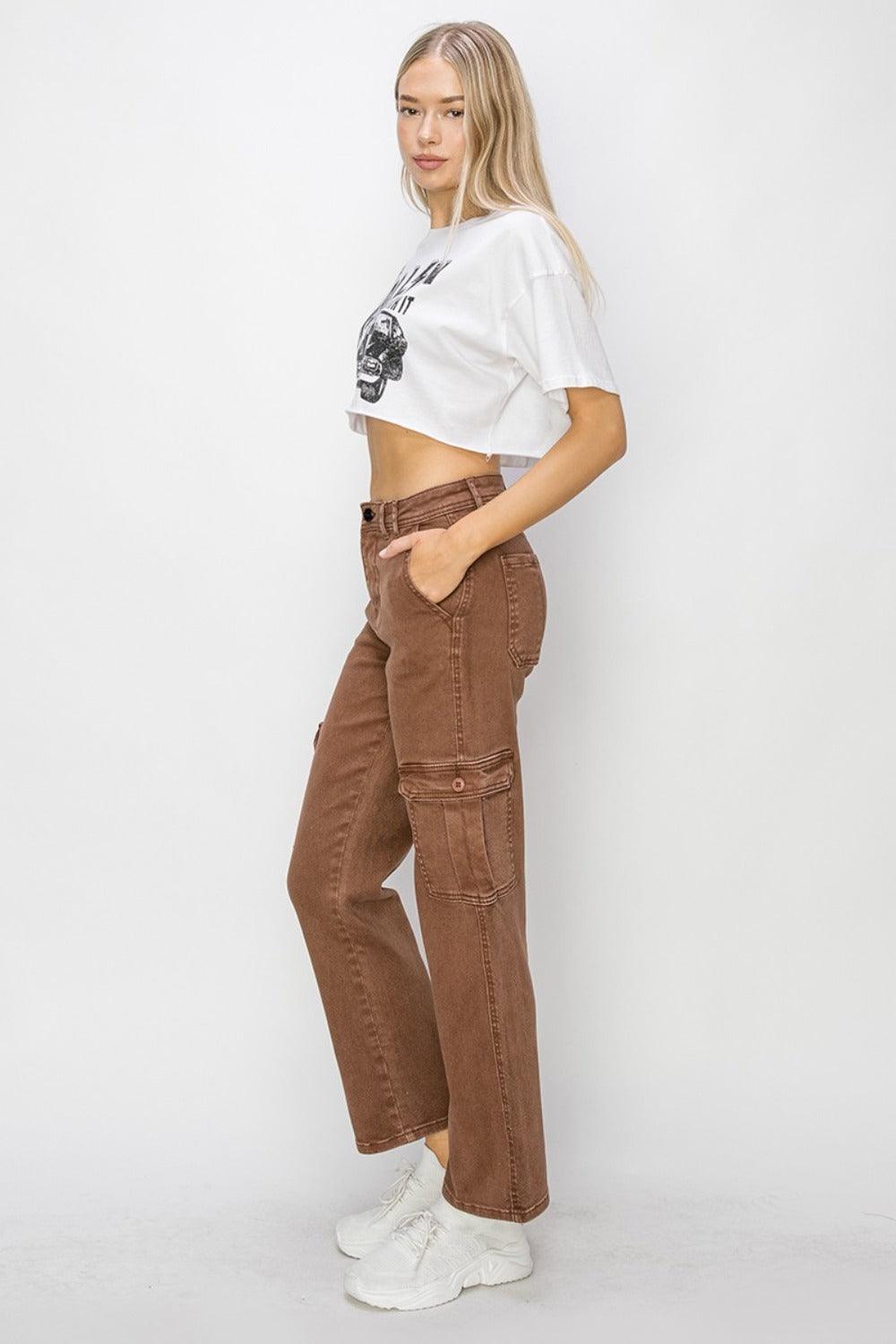Risen Full Size High Rise Cargo Jeans - Blu Lotus Boutique