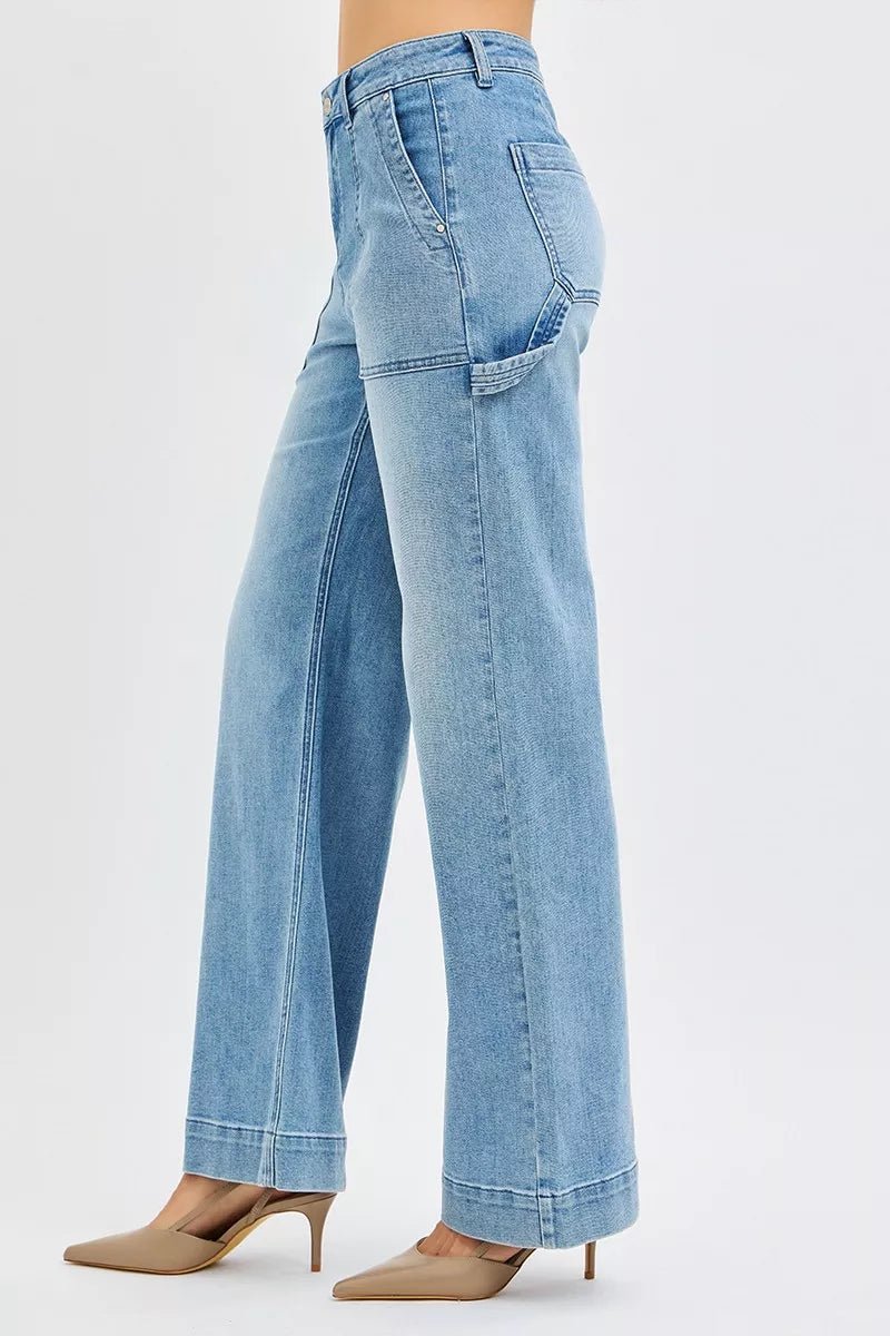 RISEN Full Size High Rise Straight Leg Jeans with Front Pockets Plus Size - Blu Lotus Boutique