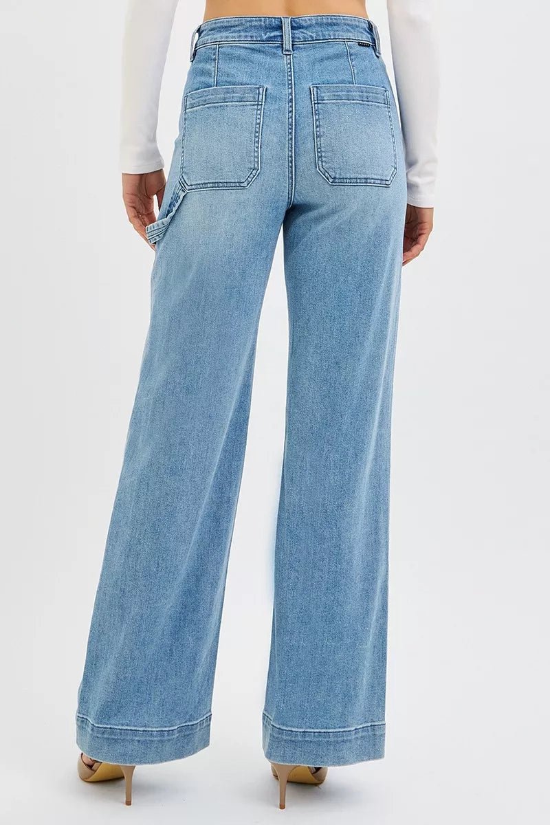 RISEN Full Size High Rise Straight Leg Jeans with Front Pockets Plus Size - Blu Lotus Boutique