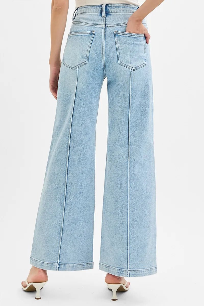 RISEN Full Size High Waist Wide Leg Pintuck Detailed Plus Size - Blu Lotus Boutique