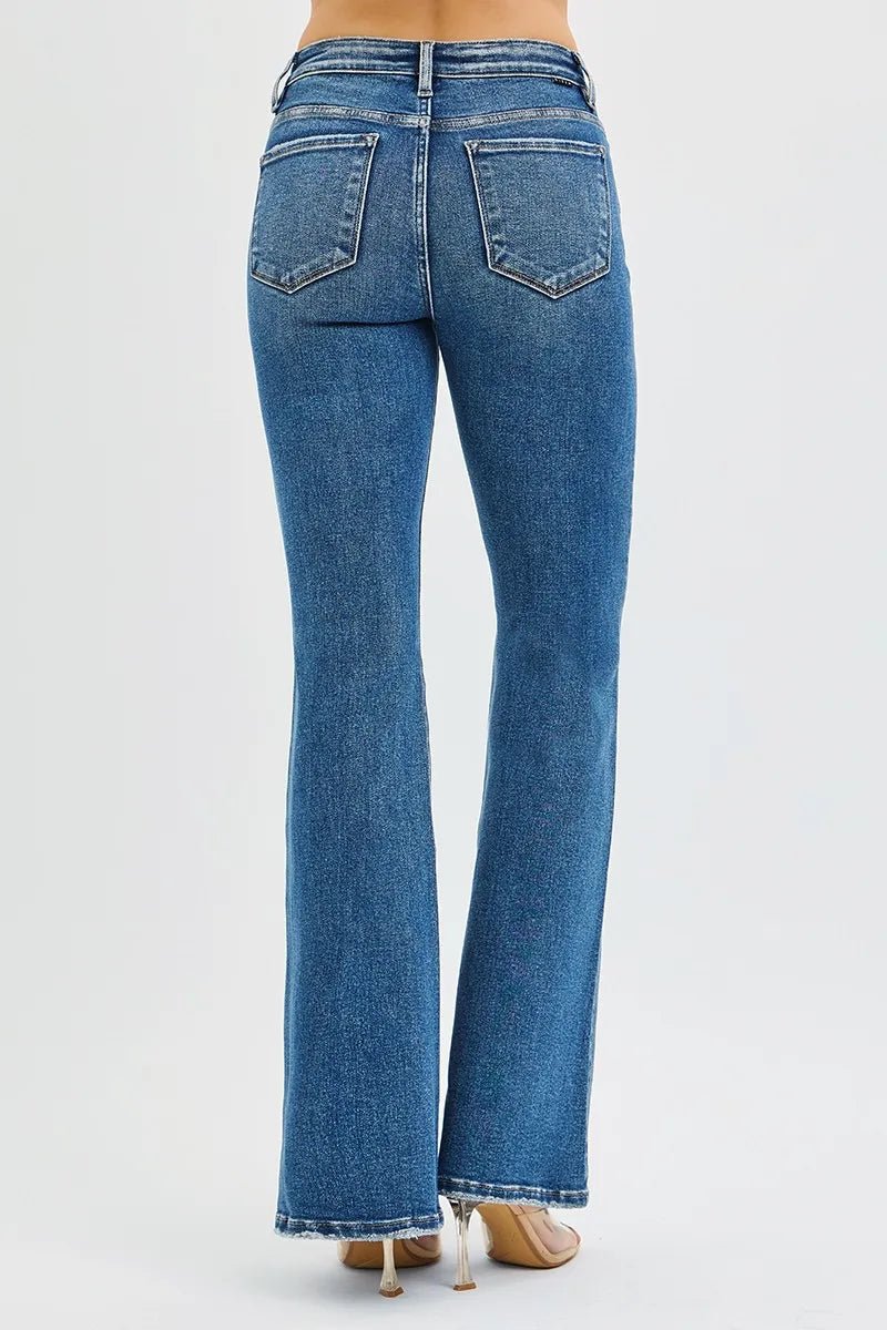 RISEN Full Size Tummy Control High Rise Flare Jeans Plus Size - Blu Lotus Boutique
