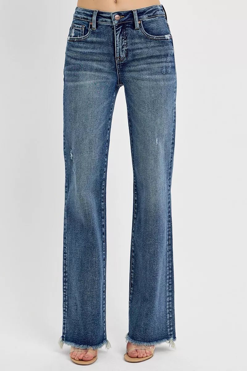 RISEN Full Size Tummy Control High Rise Long Straight Jeans Plus Size - Blu Lotus Boutique