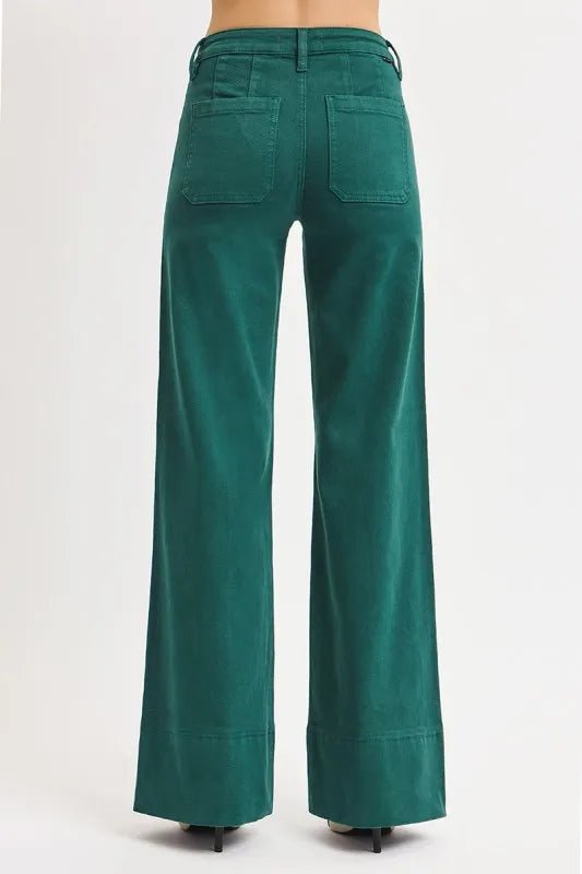 RISEN Full Size Tummy Control Mid Rise Wide Leg Jeans Plus Size - Blu Lotus Boutique