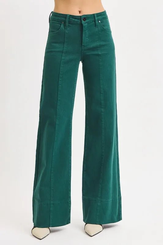 RISEN Full Size Tummy Control Mid Rise Wide Leg Jeans Plus Size - Blu Lotus Boutique