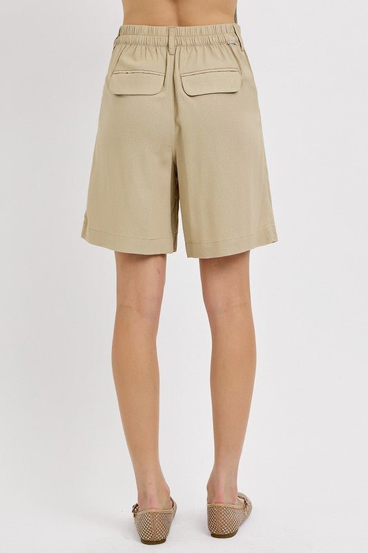 RISEN High Rise Pleated Front Shorts - Blu Lotus Boutique
