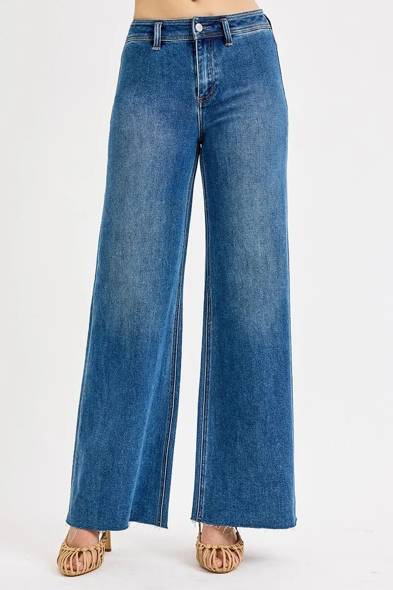 RISEN High - Waisted Wide Leg Jeans - Blu Lotus Boutique