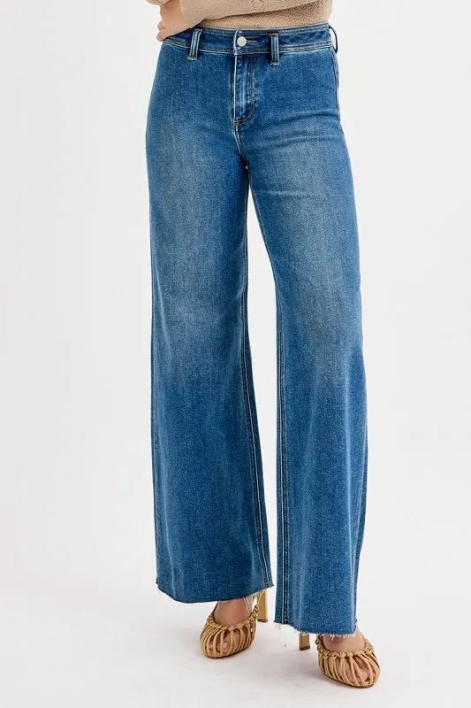 RISEN High - Waisted Wide Leg Jeans - Blu Lotus Boutique