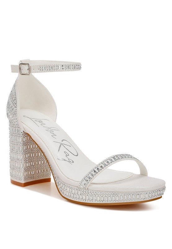 Ronan Rhinestones Embellished Block Sandals - Blu Lotus Boutique