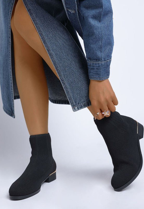 Rosamund Knitted Sock Boots - Blu Lotus Boutique