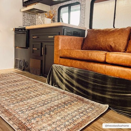 Rust Maligaya Distressed Washable Area Rug - Blu Lotus Boutique