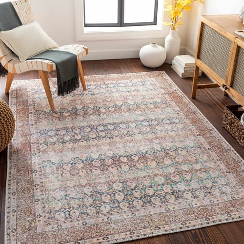 Rust Maligaya Distressed Washable Area Rug - Blu Lotus Boutique