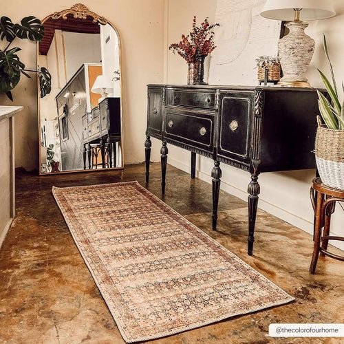 Rust Maligaya Distressed Washable Area Rug - Blu Lotus Boutique