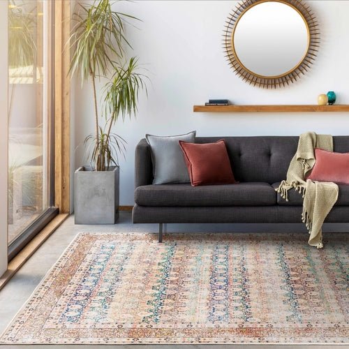Rust Maligaya Distressed Washable Area Rug - Blu Lotus Boutique