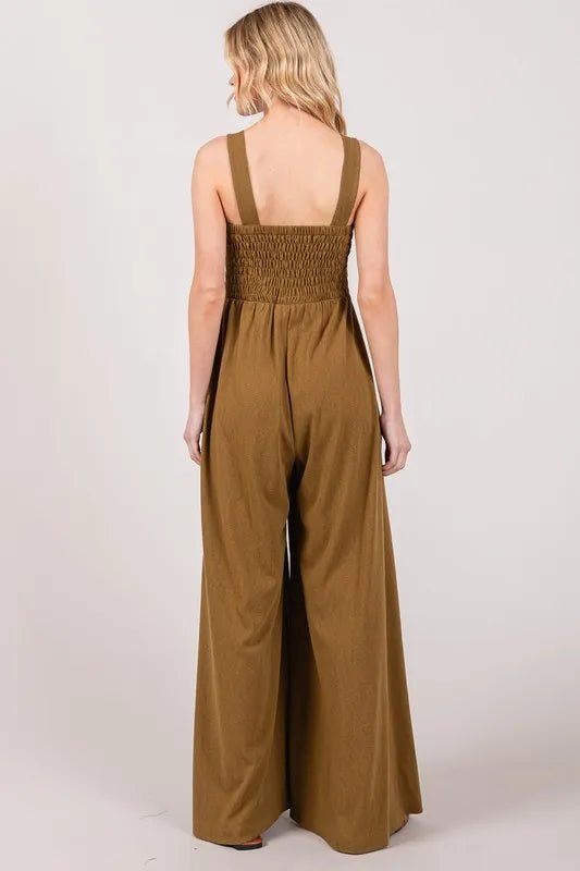 SAGE+FIG Smocked Flowy Wide Leg Jumpsuit - Blu Lotus Boutique