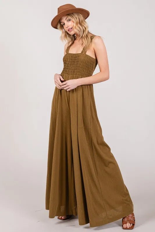 SAGE+FIG Smocked Flowy Wide Leg Jumpsuit - Blu Lotus Boutique