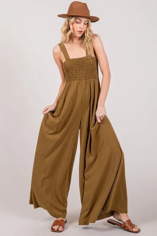 SAGE+FIG Smocked Flowy Wide Leg Jumpsuit - Blu Lotus Boutique