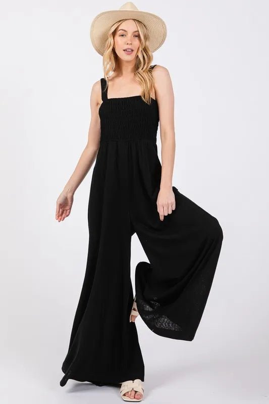 SAGE+FIG Smocked Flowy Wide Leg Jumpsuit - Blu Lotus Boutique