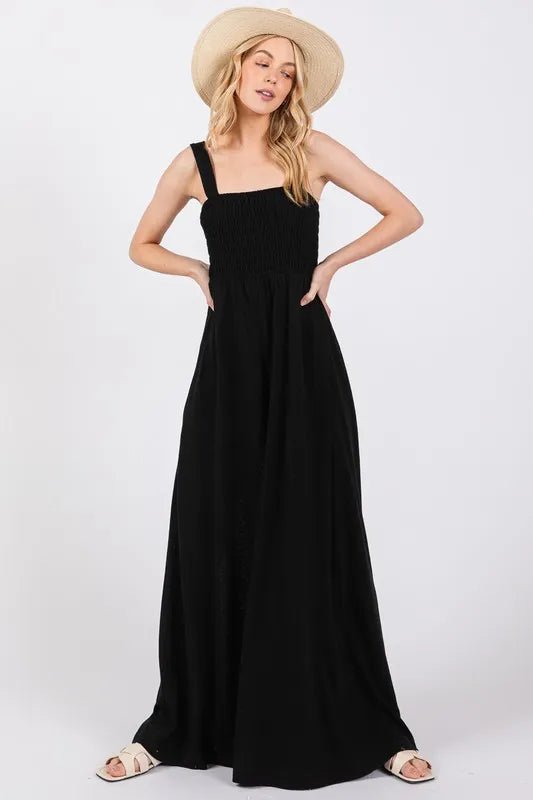 SAGE+FIG Smocked Flowy Wide Leg Jumpsuit - Blu Lotus Boutique