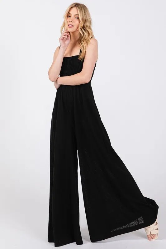 SAGE+FIG Smocked Flowy Wide Leg Jumpsuit - Blu Lotus Boutique