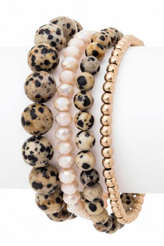 Semi Precious Beads Stretch Bracelets Set - Blu Lotus Boutique