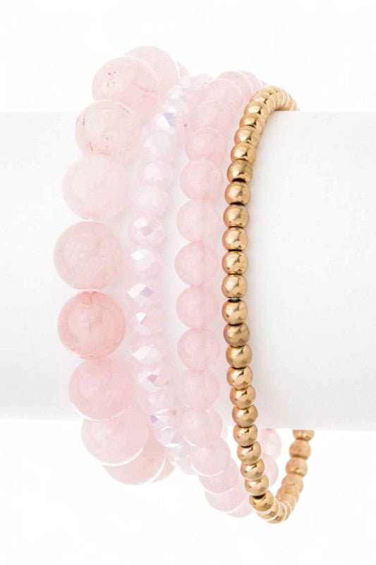 Semi Precious Beads Stretch Bracelets Set - Blu Lotus Boutique