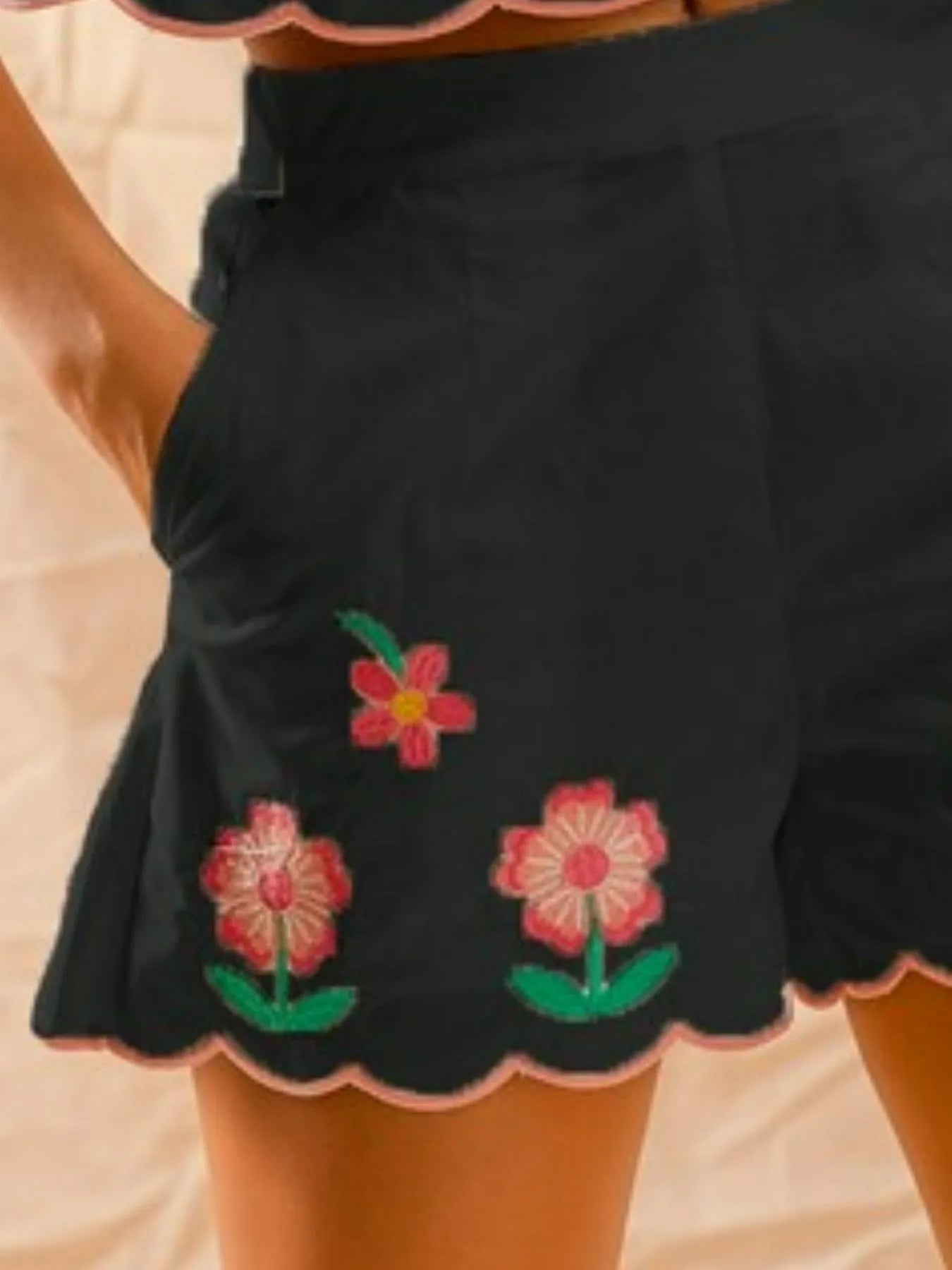 SO ME Flower Embroidered Tank Top and Shorts Set - Blu Lotus Boutique