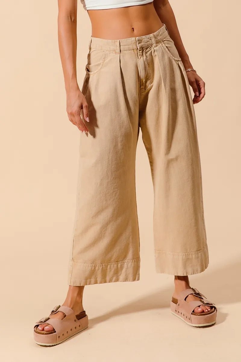SO ME Mid Rise Wide Leg Chino Pants With Pockets - Blu Lotus Boutique