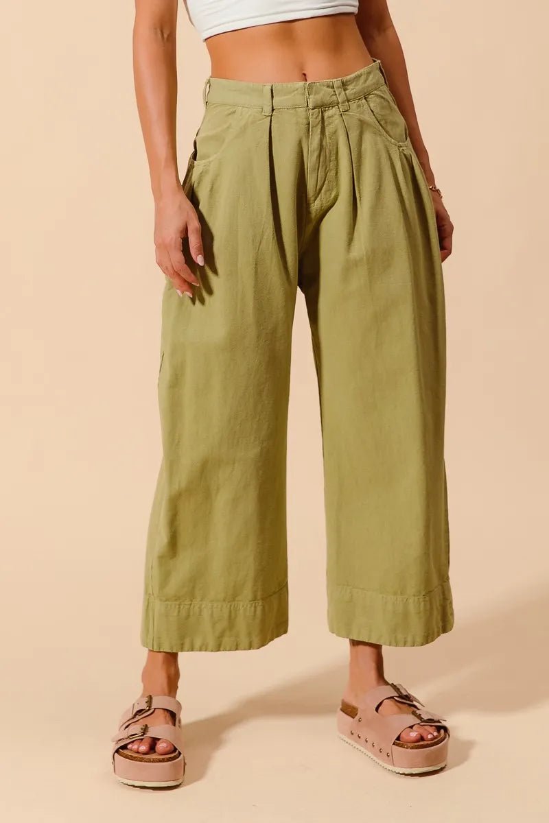 SO ME Mid Rise Wide Leg Chino Pants With Pockets - Blu Lotus Boutique