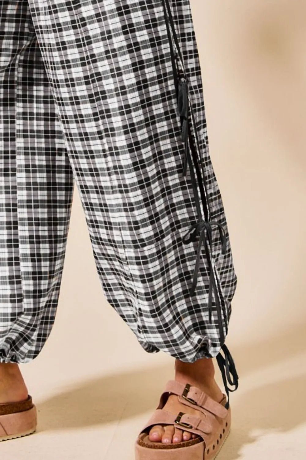SO ME Plaid Elastic Waist Balloon Pants - Blu Lotus Boutique