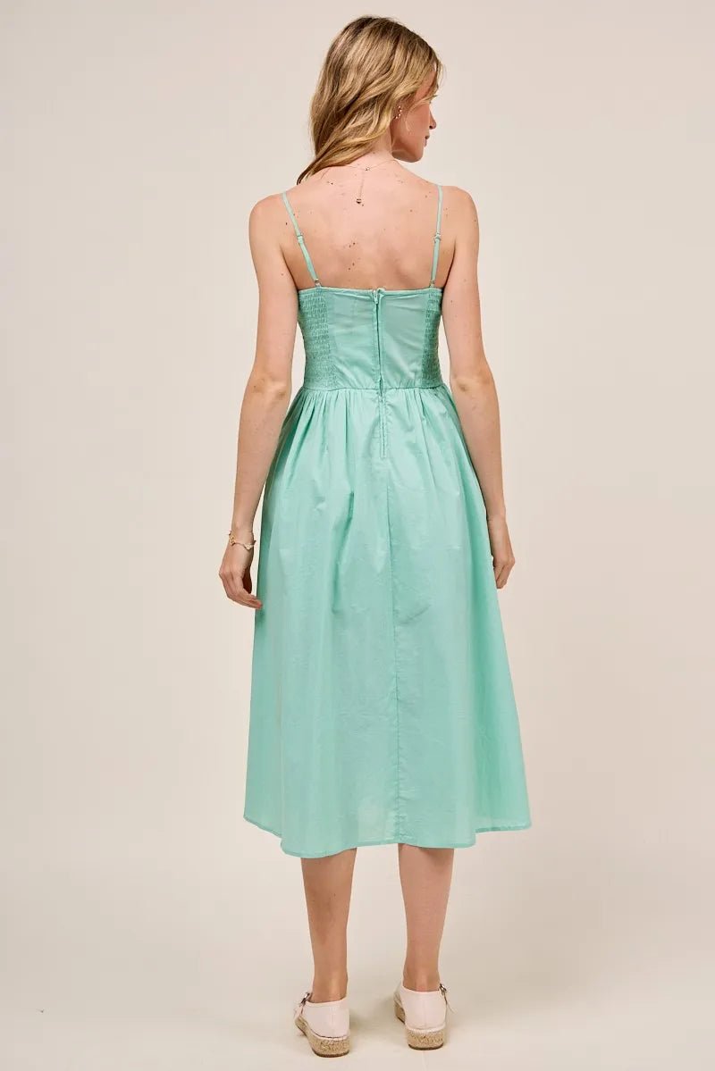 SO ME Smocked Sleeveless Casual Everyday Dress With Slit - Blu Lotus Boutique