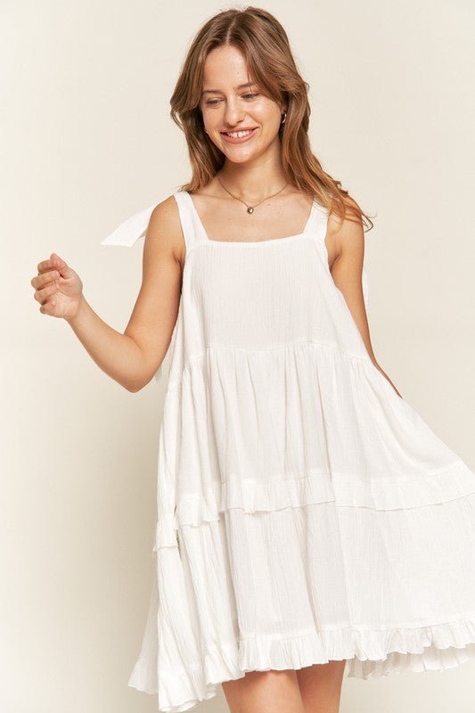 Square neck ruffle dress - Blu Lotus Boutique