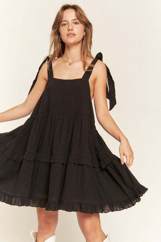 Square neck ruffle dress - Blu Lotus Boutique
