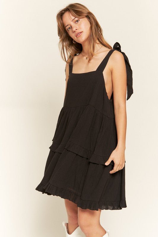Square neck ruffle dress - Blu Lotus Boutique