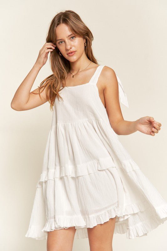 Square neck ruffle dress - Blu Lotus Boutique