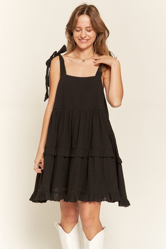 Square neck ruffle dress - Blu Lotus Boutique
